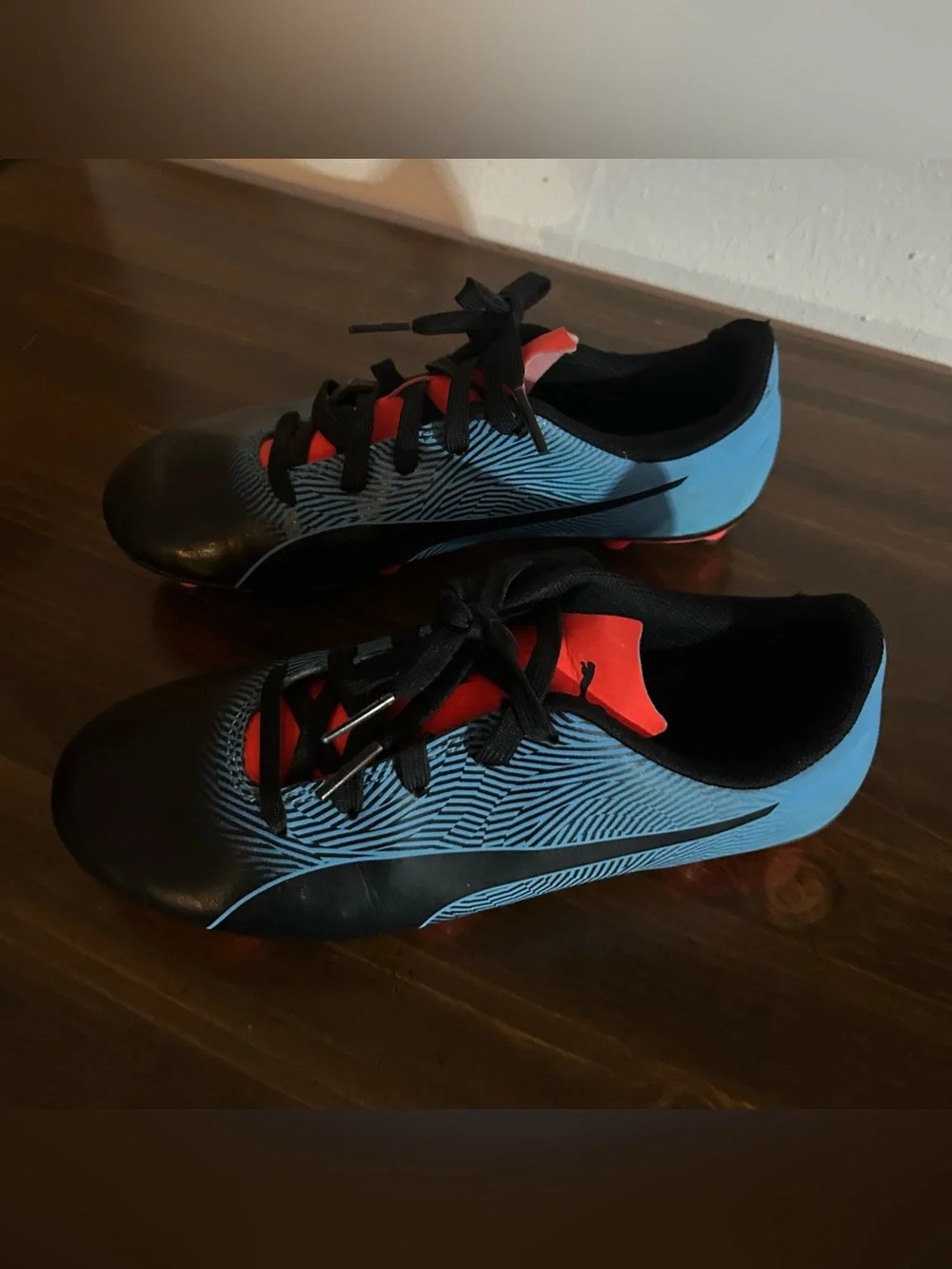 Kids Size 4 Blue Black Red Puma Soccer Cleats